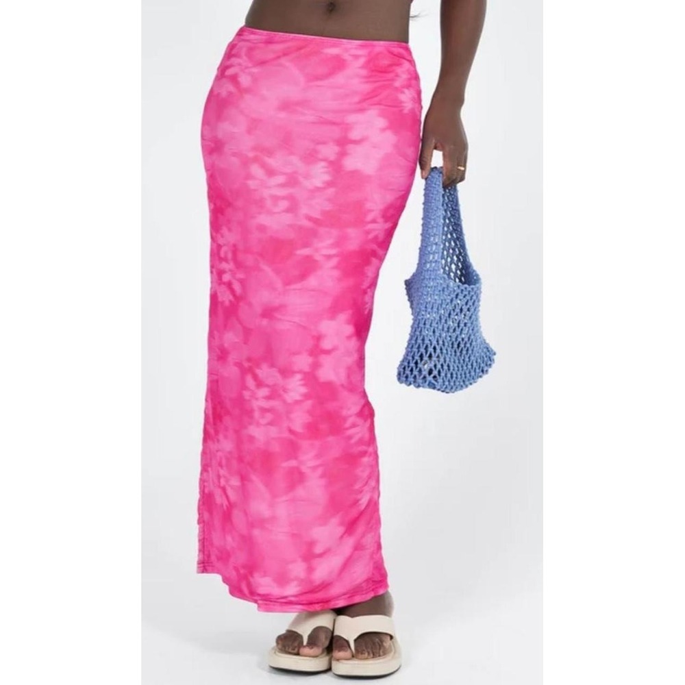 NEW Princess Polly Women's Size 2 Dunstan Mesh Maxi Skirt Pink Earth Club
